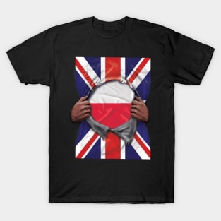 Poland Flag Great Britain Flag Ripped - Gift for Polish From Poland T-Shirt
